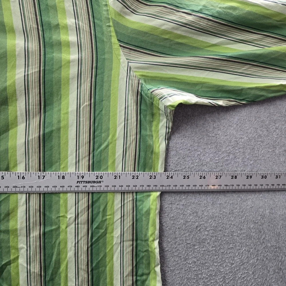 VINTAGE Banana Republic Men Button Up Shirt XL (17 1/2) Green Striped